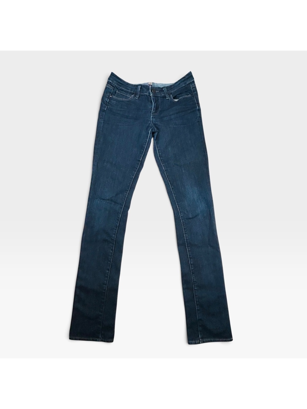 Paige Skyline Low Rise Straight Leg Jeans Womens Size 26 Dark Wash USA Made EUC